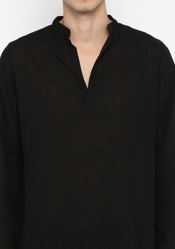 Black Cotton Shirt and Shorts For Men