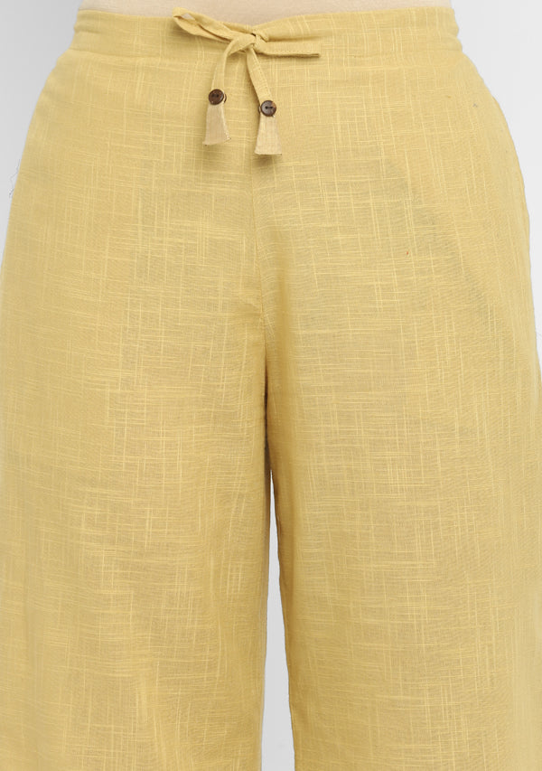 Ivory Mulmul A-Line Kurta Dress With Gold Pintucks Paired with Cotton Pants/Slip