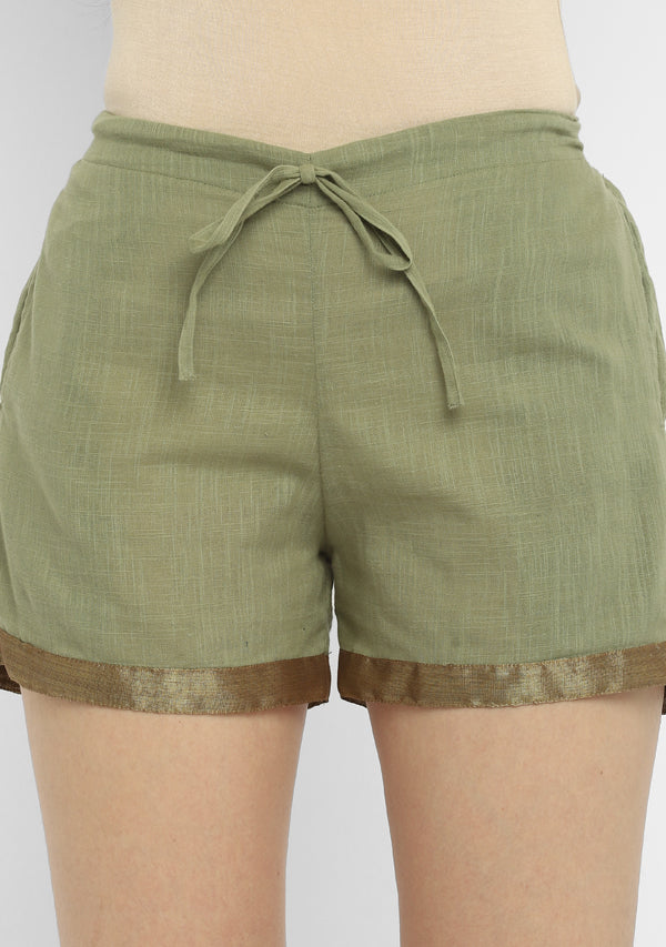 Luxe Olive Green Cotton Co-ord Set with a Touch Of Bronze