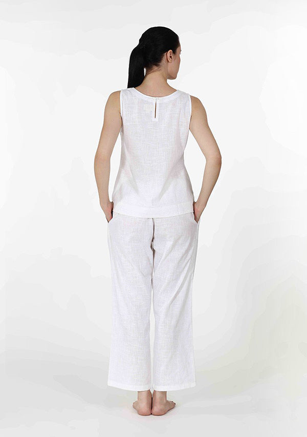 White Sleeveless Cotton Yoga Wear - unidra.myshopify.com