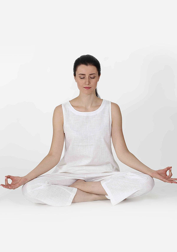 White Sleeveless Cotton Yoga Wear - unidra.myshopify.com