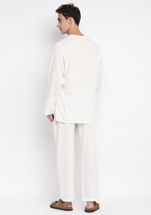 White Cotton Shirt and Pyjamas For Men - unidra.myshopify.com