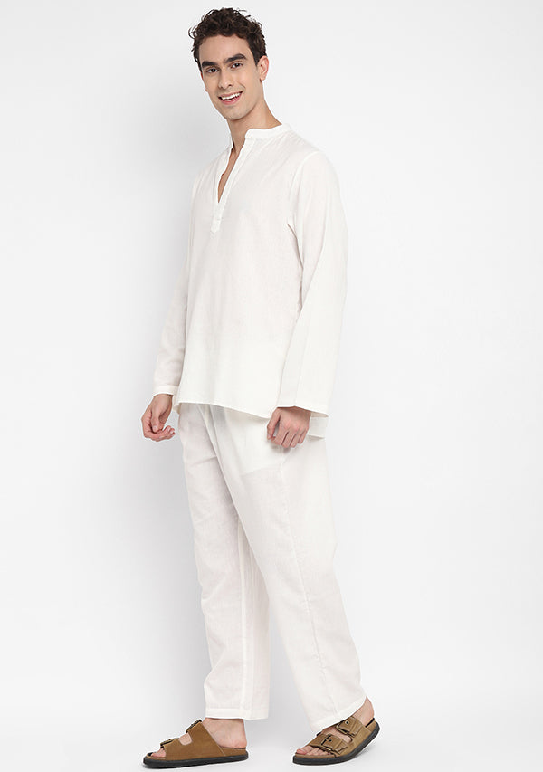 White Cotton Shirt and Pyjamas For Men - unidra.myshopify.com