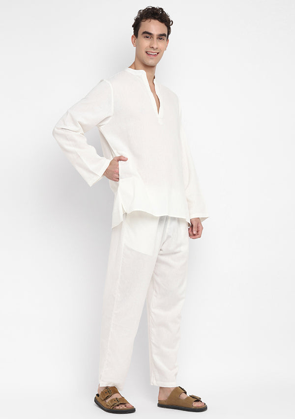 White Cotton Shirt and Pyjamas For Men - unidra.myshopify.com