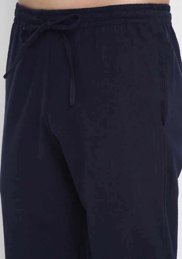 Blue Ivory Hand Block Printed Striped Mulmul Shirt and Pyjamas For Men - unidra.myshopify.com