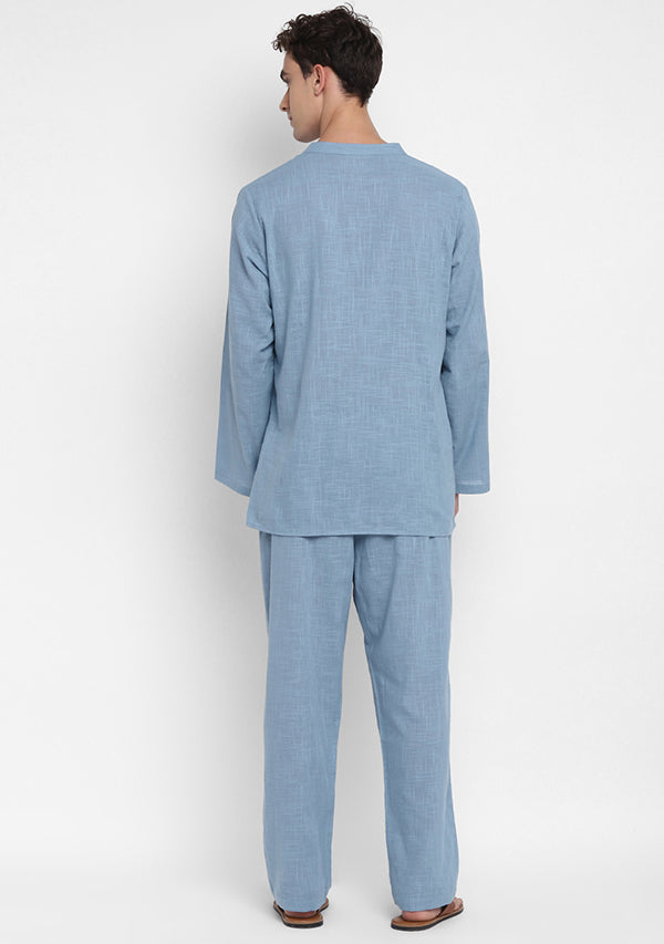 Smoke Blue Cotton Shirt and Pyjamas For Men - unidra.myshopify.com