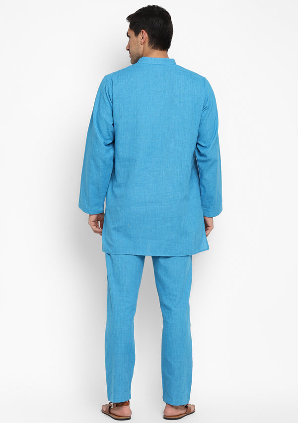 Turquoise Cotton Shirt and Pyjamas For Men - unidra.myshopify.com