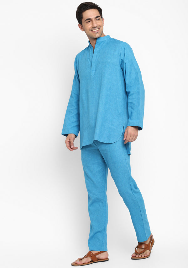 Turquoise Cotton Shirt and Pyjamas For Men - unidra.myshopify.com