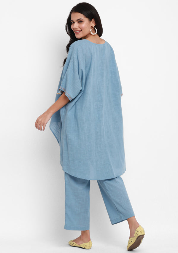 Sky Blue Asymmetric Cotton Co-ord Set - unidra.myshopify.com
