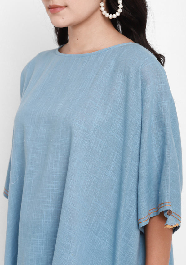 Sky Blue Asymmetric Cotton Co-ord Set - unidra.myshopify.com