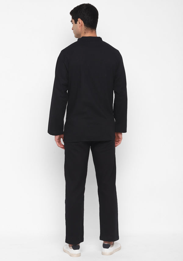Black Cotton Shirt and Pyjamas For Men - unidra.myshopify.com