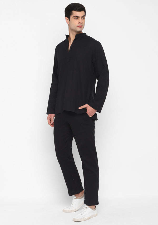 Black Cotton Shirt and Pyjamas For Men - unidra.myshopify.com
