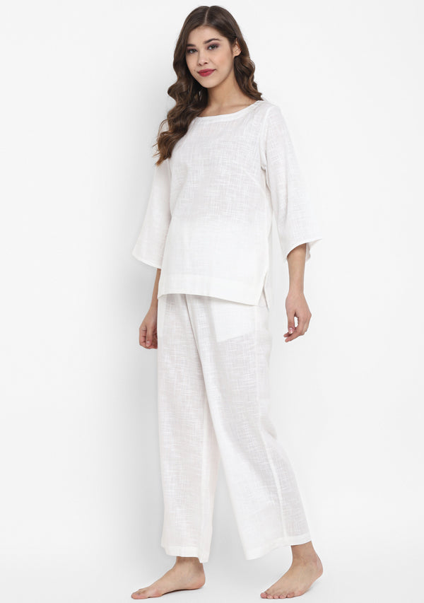 White Cotton Yoga Wear With Sleeves - unidra.myshopify.com