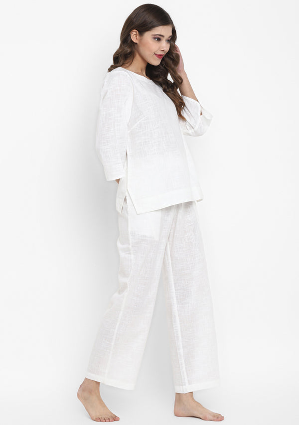 White Cotton Yoga Wear With Sleeves - unidra.myshopify.com
