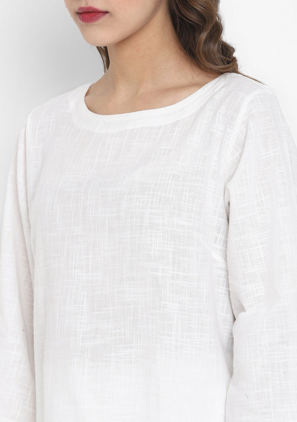 White Cotton Yoga Wear With Sleeves - unidra.myshopify.com