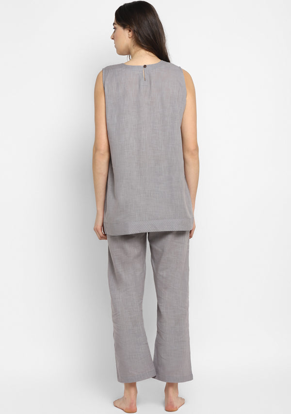 Grey Sleeveless Cotton Yoga Wear - unidra.myshopify.com