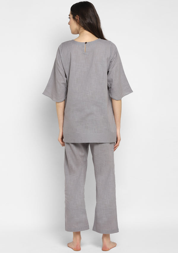 Grey Cotton Yoga Wear With Sleeves - unidra.myshopify.com