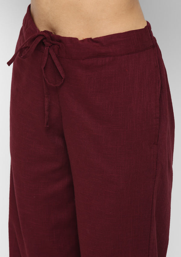 Wine Red Sleeveless Cotton Yoga Wear - unidra.myshopify.com