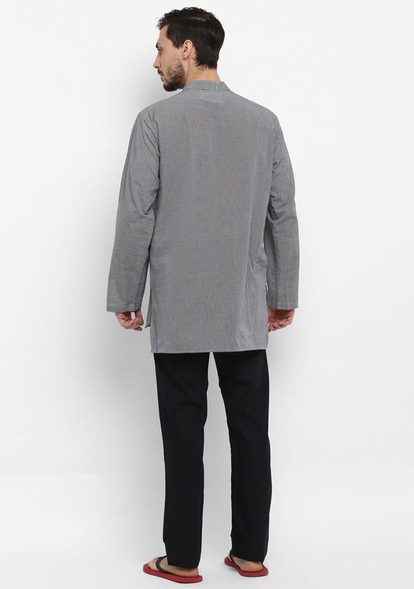 Black And White Check Cotton Shirt and Pyjamas For Men - unidra.myshopify.com