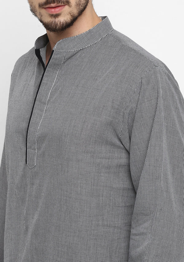 Black And White Check Cotton Shirt and Pyjamas For Men - unidra.myshopify.com