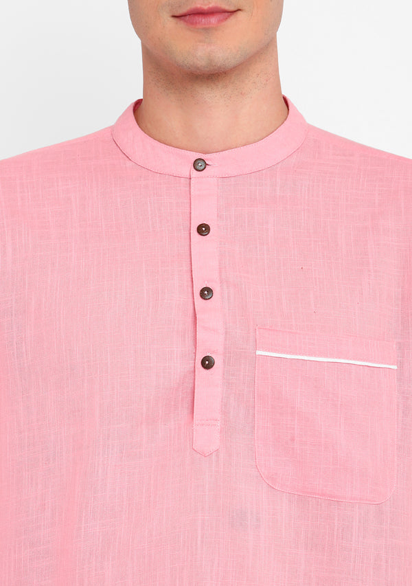 Baby Pink Cotton Kurta and Pathani Salwar For Men