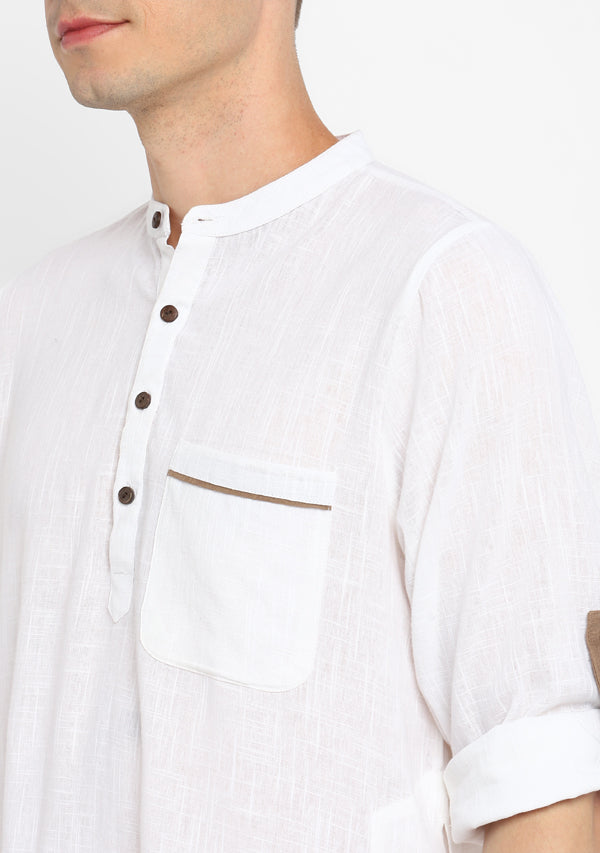 White Cotton Kurta and Pathani Salwar For Men