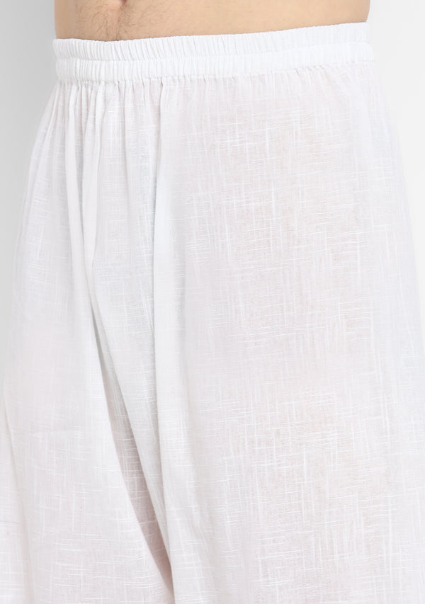 White Cotton Kurta and Pathani Salwar For Men