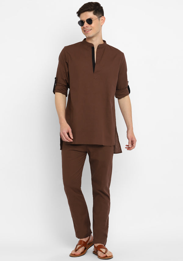 Brown Cotton Shirt and Pyjamas For Men