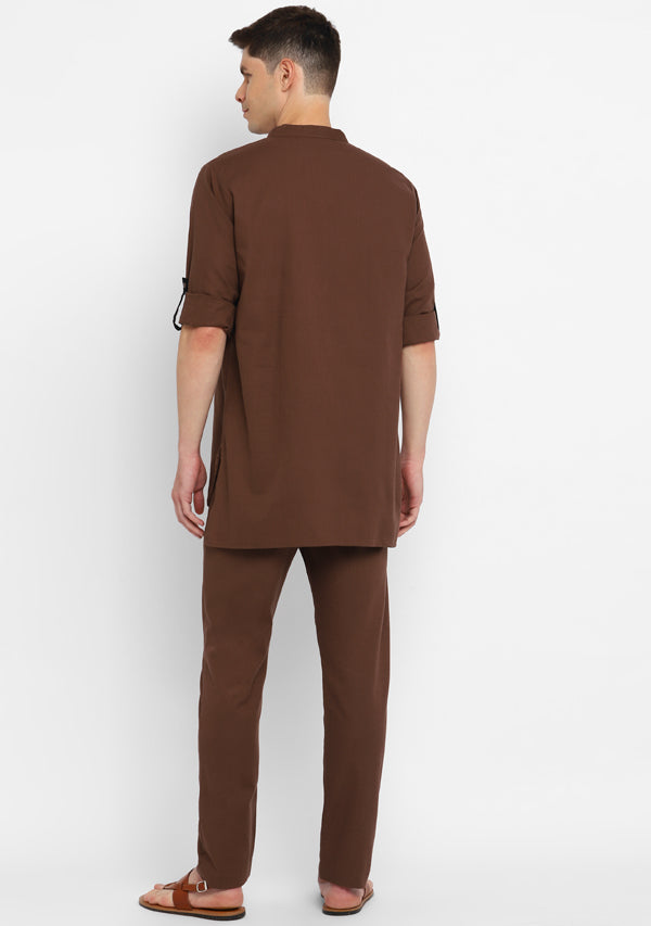 Brown Cotton Shirt and Pyjamas For Men