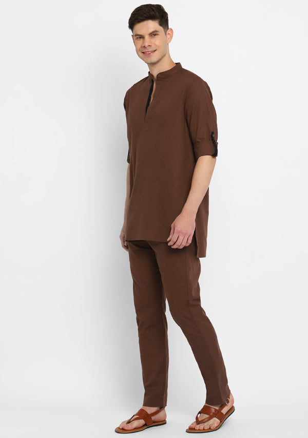 Brown Cotton Shirt and Pyjamas For Men