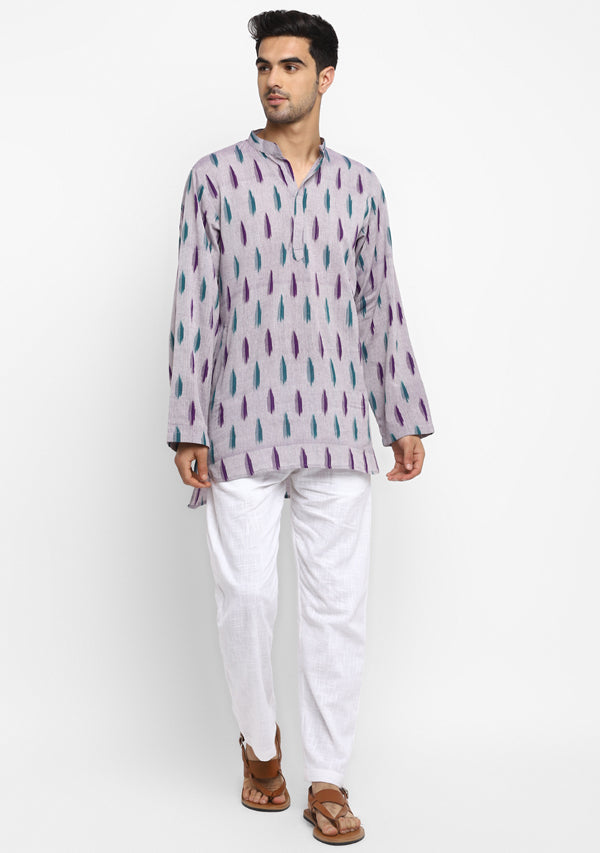 Purple Green Ikat Weave Cotton Shirt and Pyjamas For Men - unidra.myshopify.com