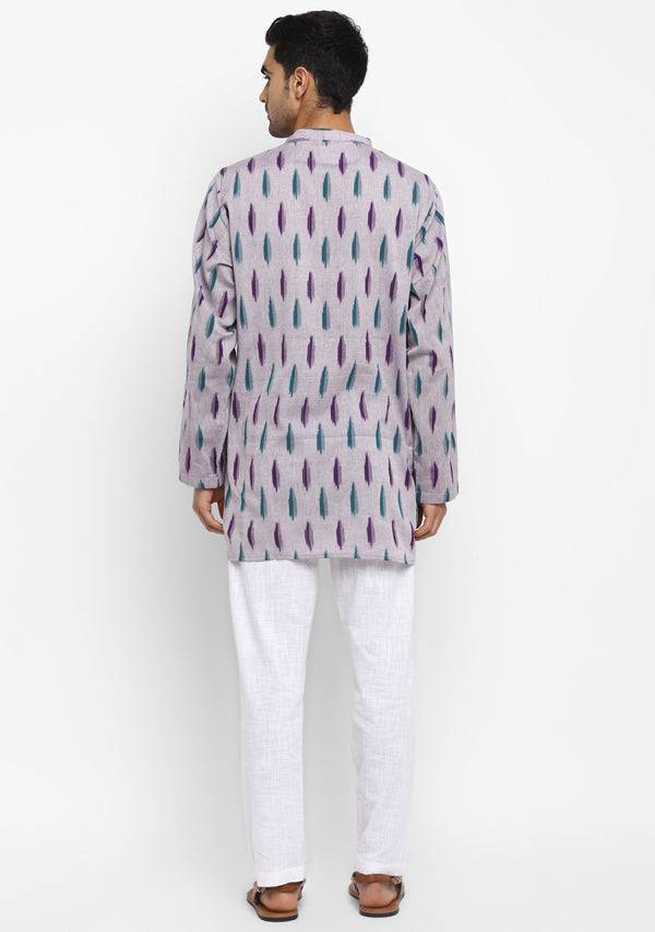 Purple Green Ikat Weave Cotton Shirt and Pyjamas For Men - unidra.myshopify.com