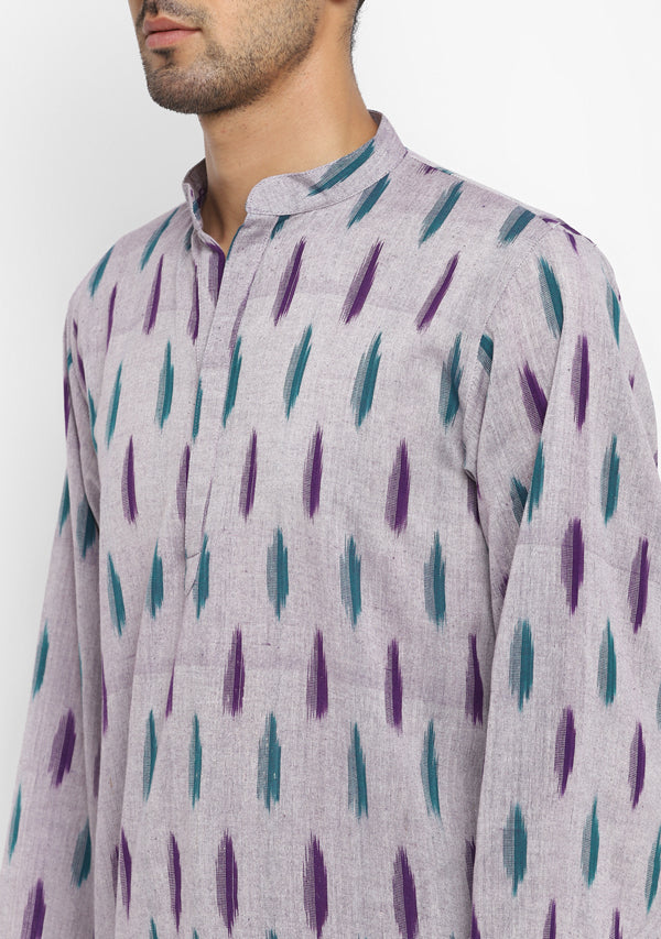 Purple Green Ikat Weave Cotton Shirt and Pyjamas For Men - unidra.myshopify.com
