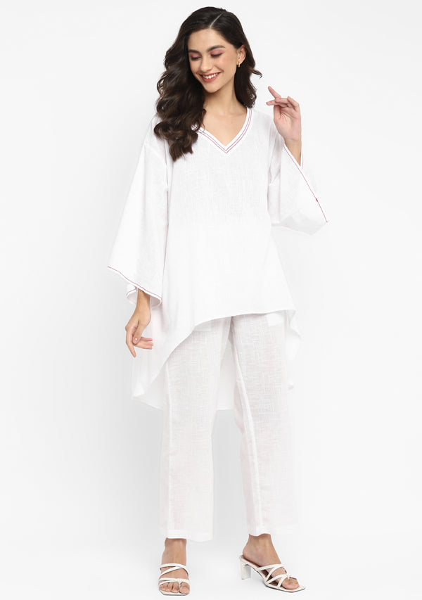 White Asymmetric Cotton Co-ord Set