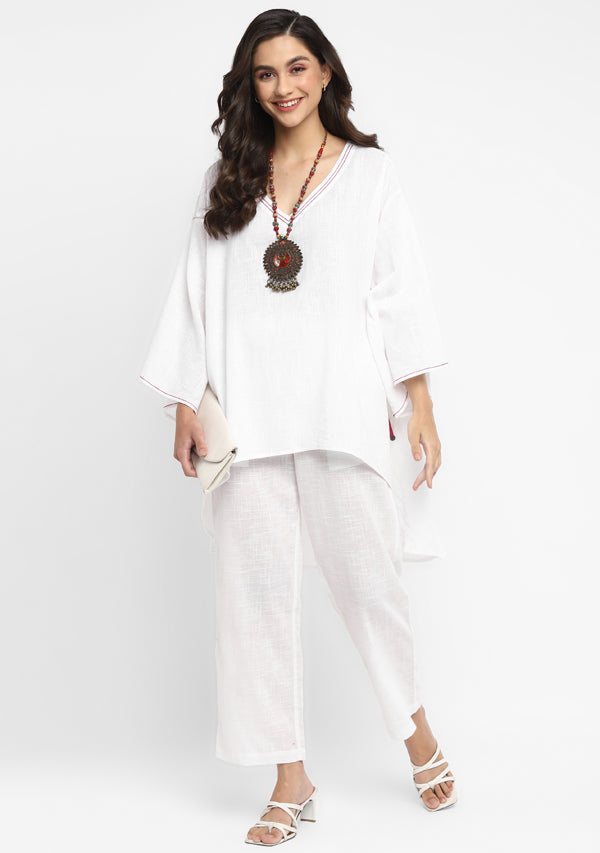 White Asymmetric Cotton Co-ord Set