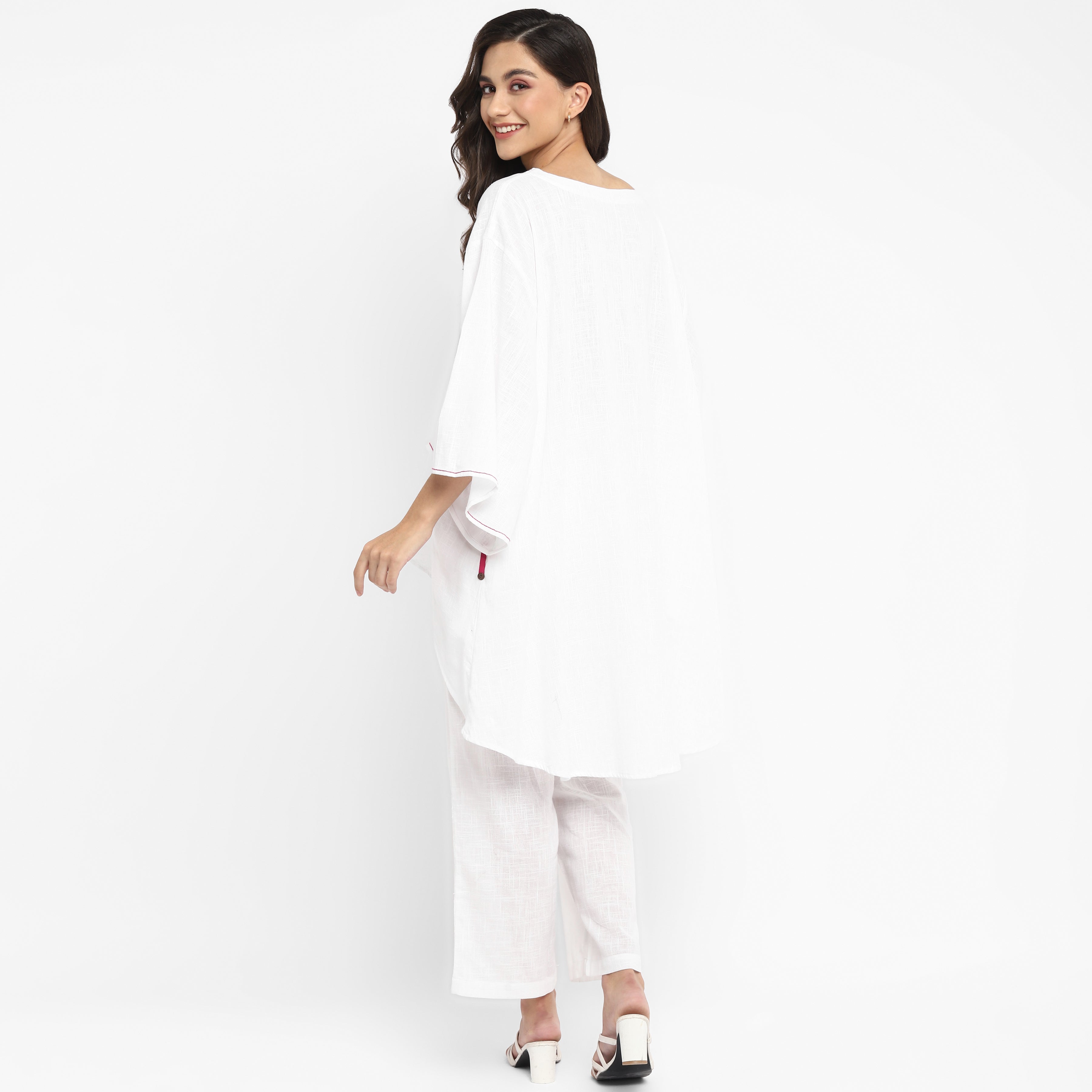 White Asymmetric Cotton Co-ord Set