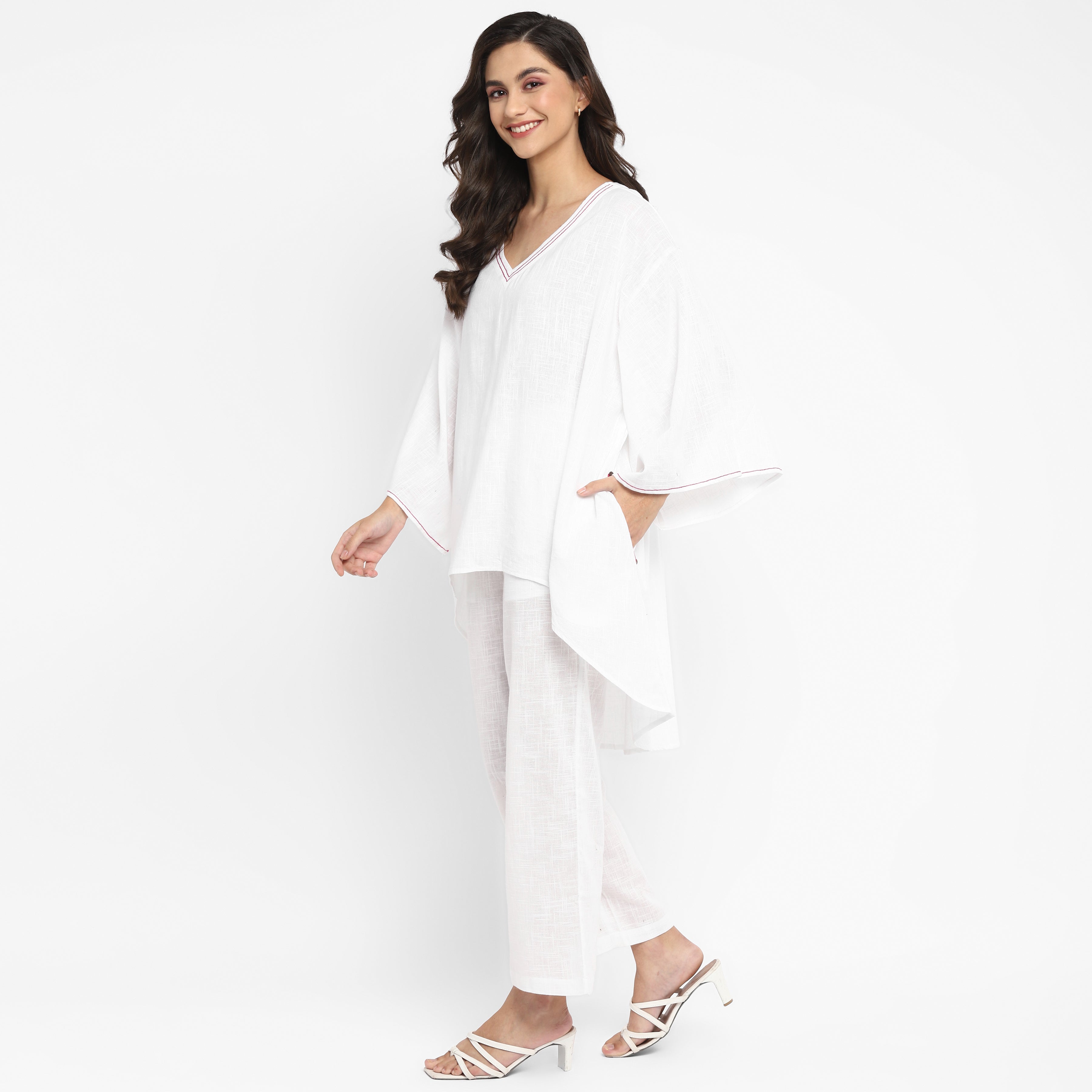 White Asymmetric Cotton Co-ord Set