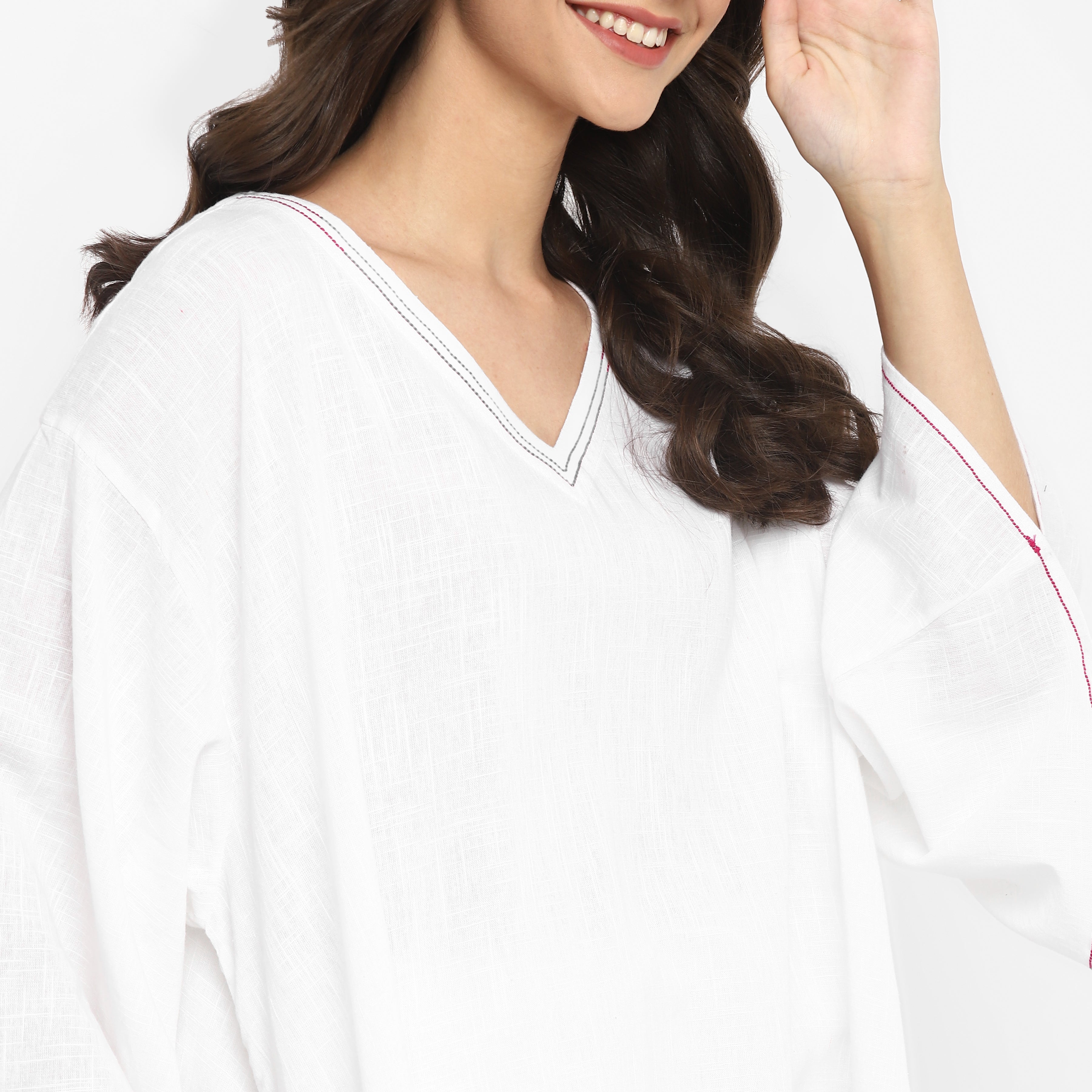 White Asymmetric Cotton Co-ord Set