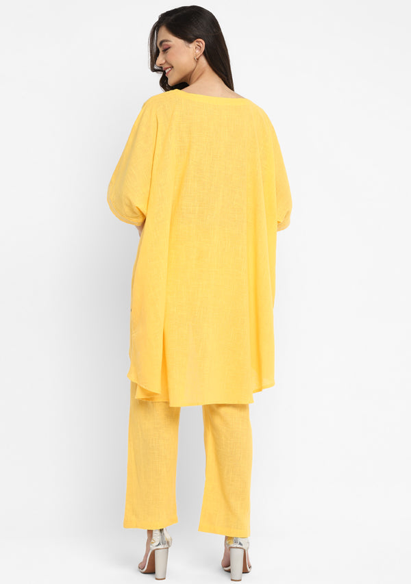 Yellow Asymmetric Cotton Co-ord Set