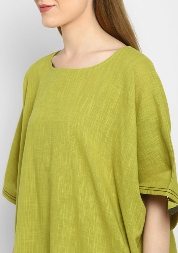 Olive Green Asymmetric Cotton Co-ord Set