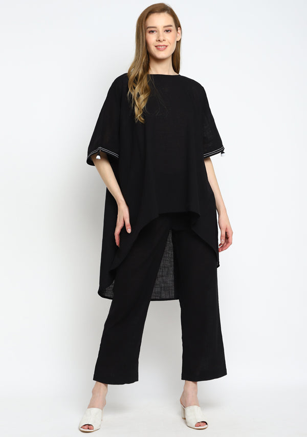 Black Asymmetric Cotton Co-ord Set