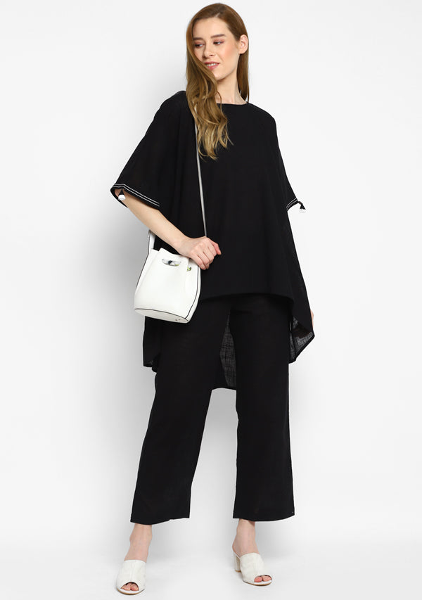 Black Asymmetric Cotton Co-ord Set