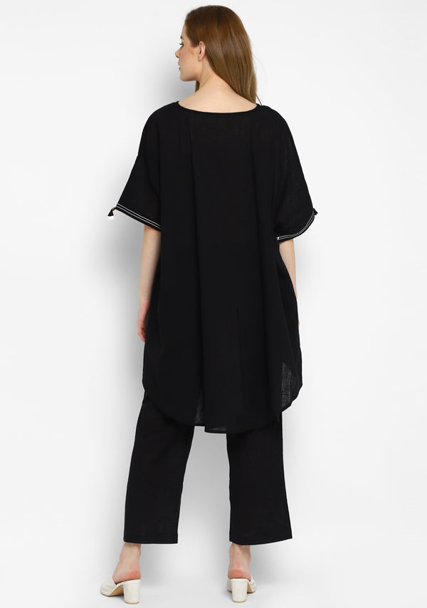 Black Asymmetric Cotton Co-ord Set