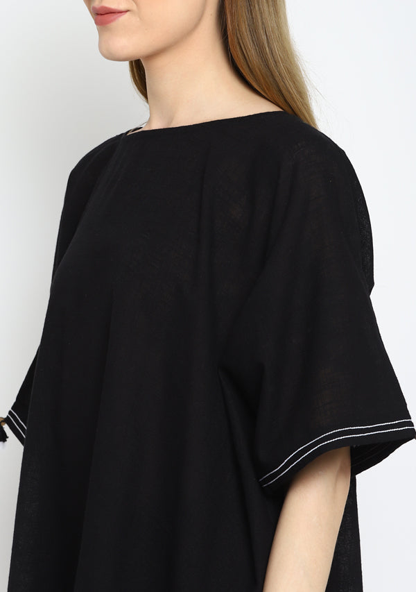 Black Asymmetric Cotton Co-ord Set