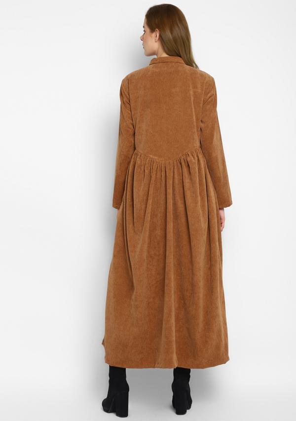 Corduroy Brown Dress With Buttons