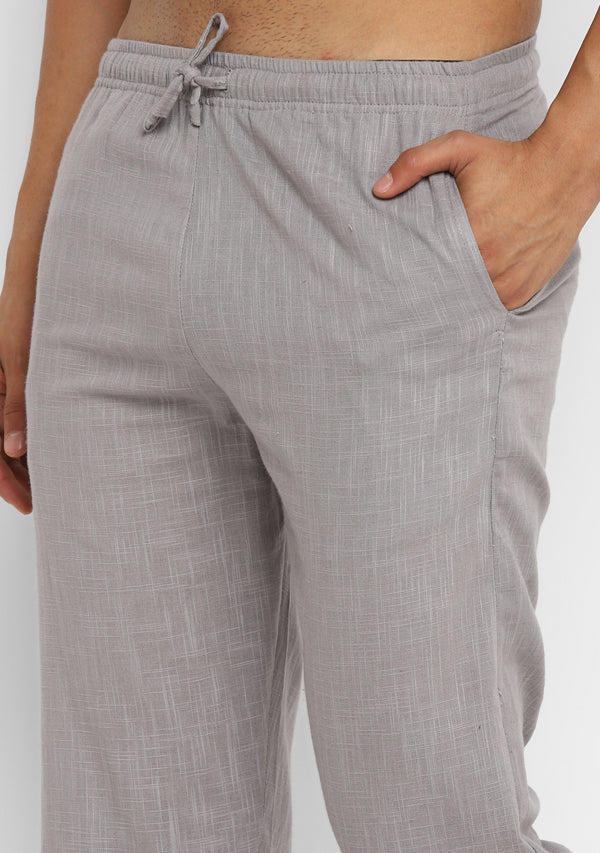 Light Grey Cotton Short Sleeves Shirt And Pyjamas For Men