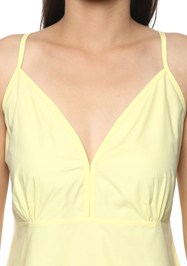 Lemon Yellow Cotton Camisole paired with Elasticated Cotton Shorts - unidra.myshopify.com