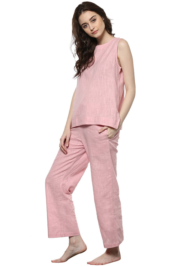 Baby Pink Sleeveless Cotton Yoga Wear - unidra.myshopify.com