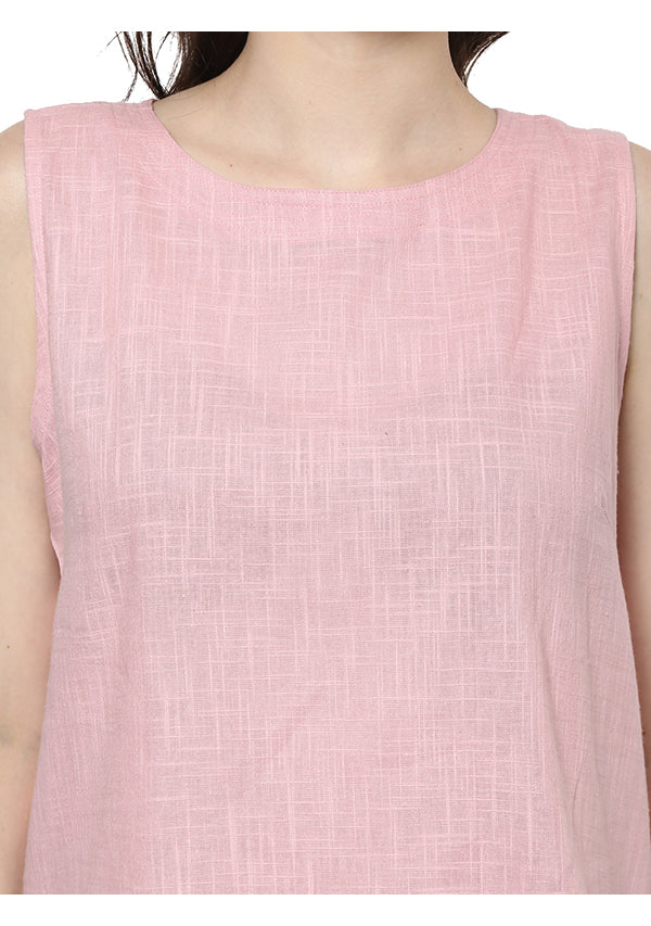 Baby Pink Sleeveless Cotton Yoga Wear - unidra.myshopify.com