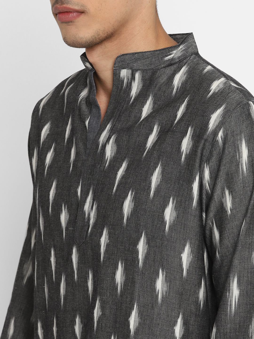 Grey Ivory Ikat Weave Cotton Shirt and Pyjamas For Men - unidra.myshopify.com